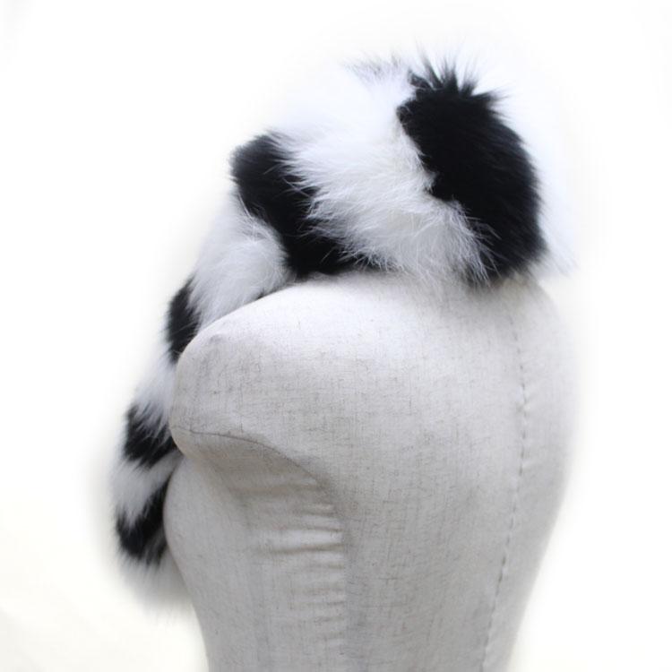 フォックス ファー マフラー ボーダー 柄 白黒 ブラック ホワイト 襟  