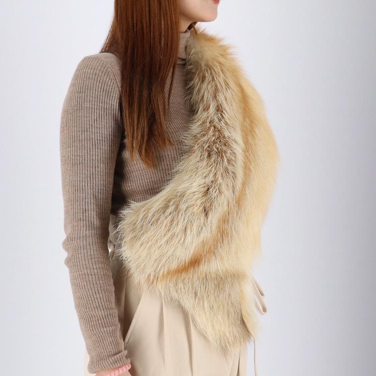 ファー マフラー 2way ファーストール ベルト フォックス リアルファー