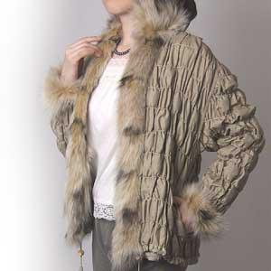 フォックス ファー リバーシブルギャザー ジャケット リンクス染め