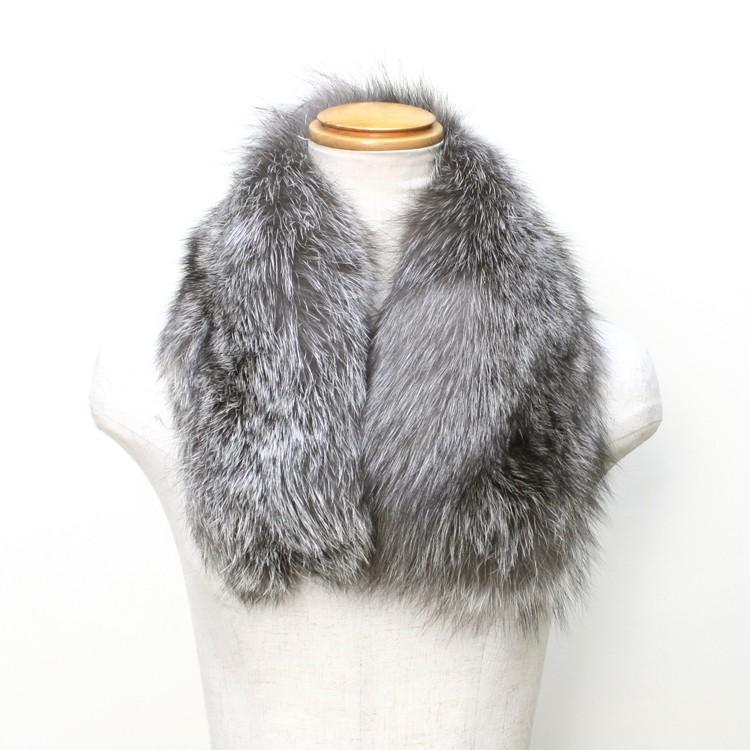 トレンド ブルーフロスト ブルーFOXマフラー グレー 黒 GAKE 日本製