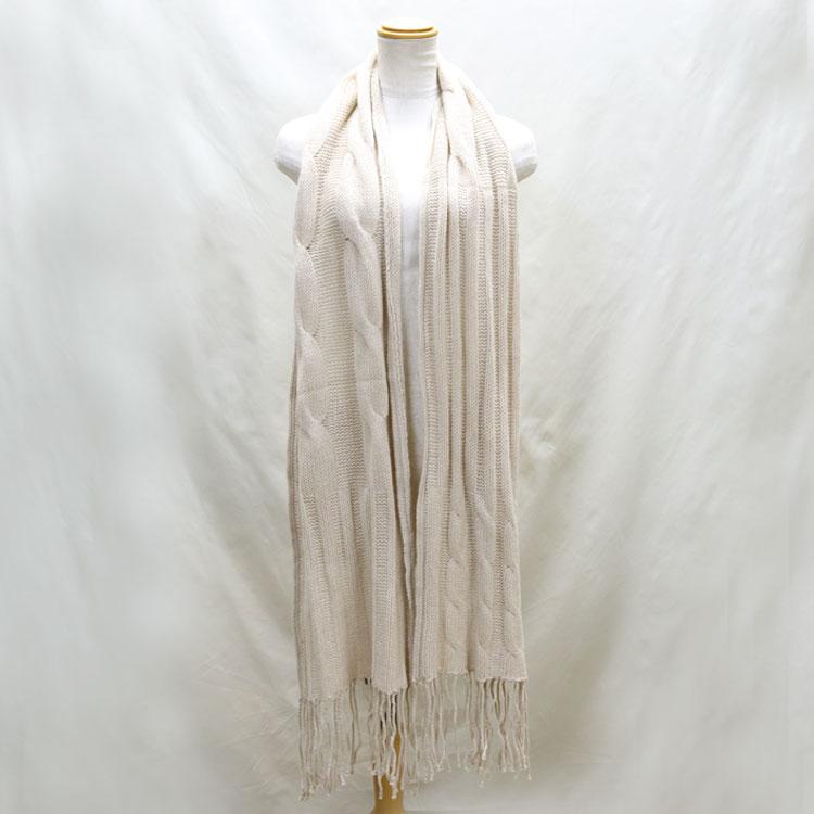 カシミヤ混 ストール マフラー ベージュ フリンジ付き メンズ
