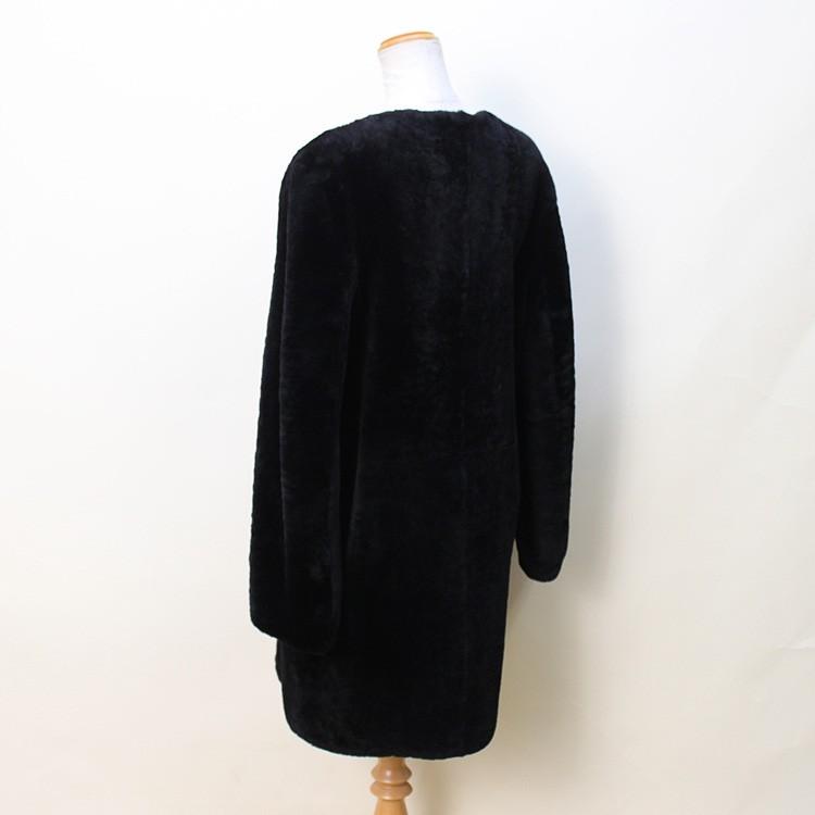 80s Gianfranco Ferre ビーバー毛皮 ノーカラーコート 46 ラム ファー コート ノーカラー レディース : エルベートブルー