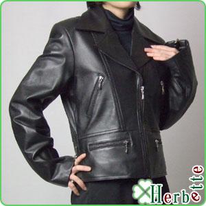 ラムレザーライダースジャケット 4ポケット : エルベートブルー