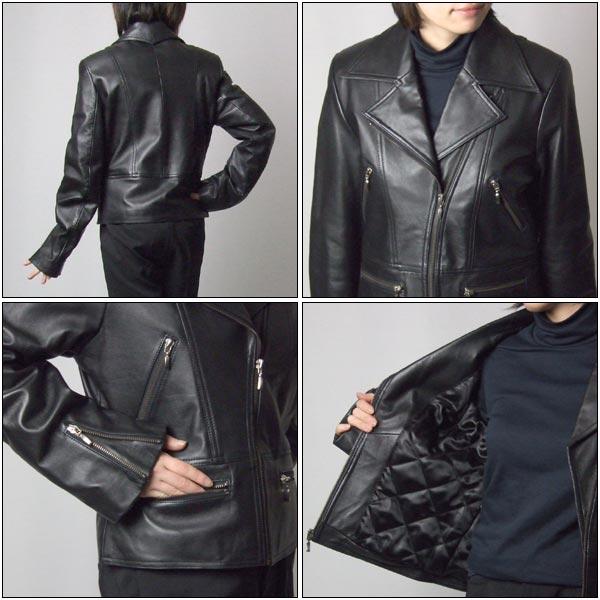 ラムレザーライダースジャケット 4ポケット : エルベートブルー