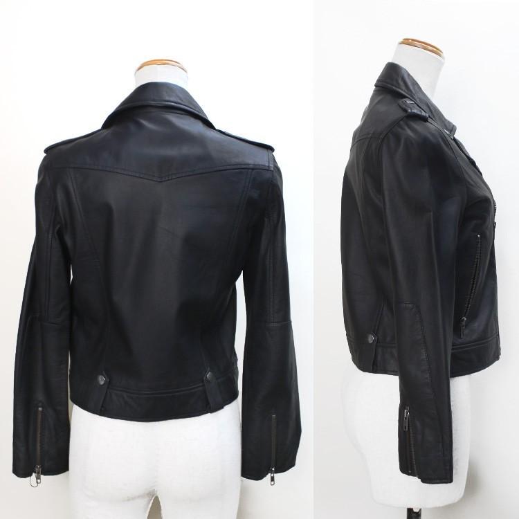 ラム レザー ライダース ジャケット ナッパ加工 ブラックの画像