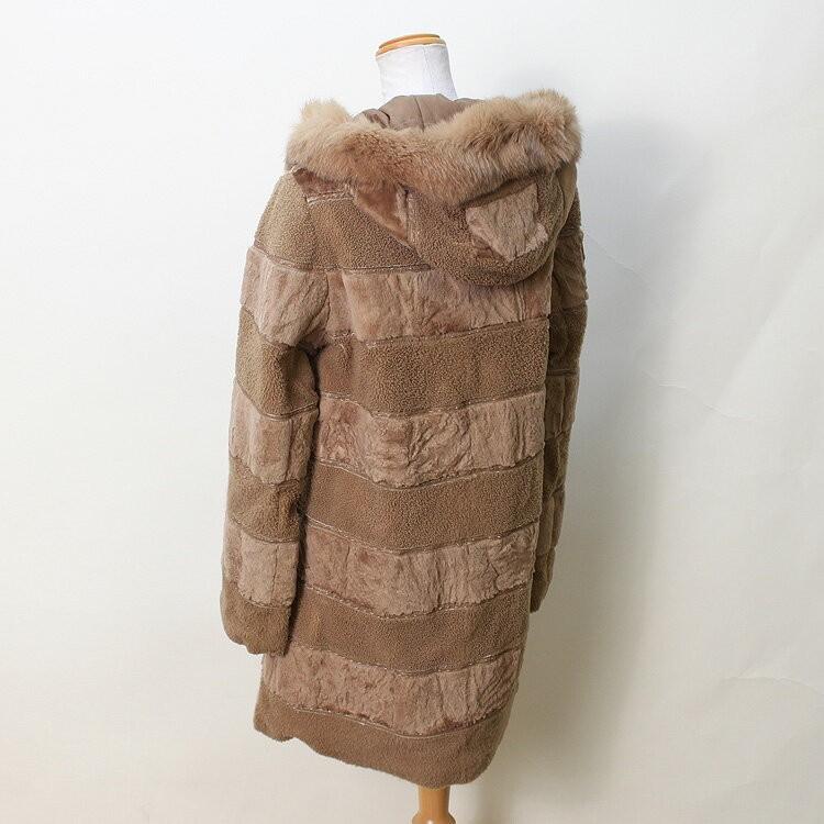 パールラム レッキスラビット ファー コート キャメル レディース