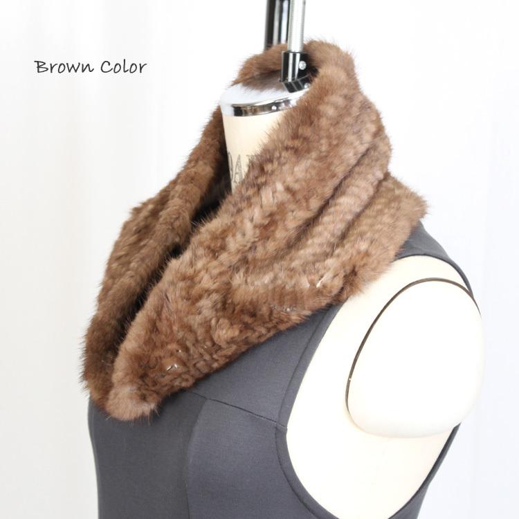 ミンク 編み込み ファー スヌード マフラー ニッティング レディース