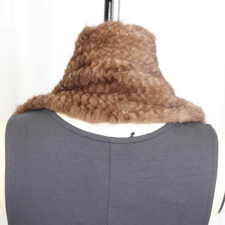 ミンク 編み込み ファー スヌード マフラー ニッティング レディース