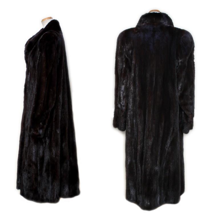 高級 SAGA ミンク ファー ロング コート ダークブラウン サガ : エル