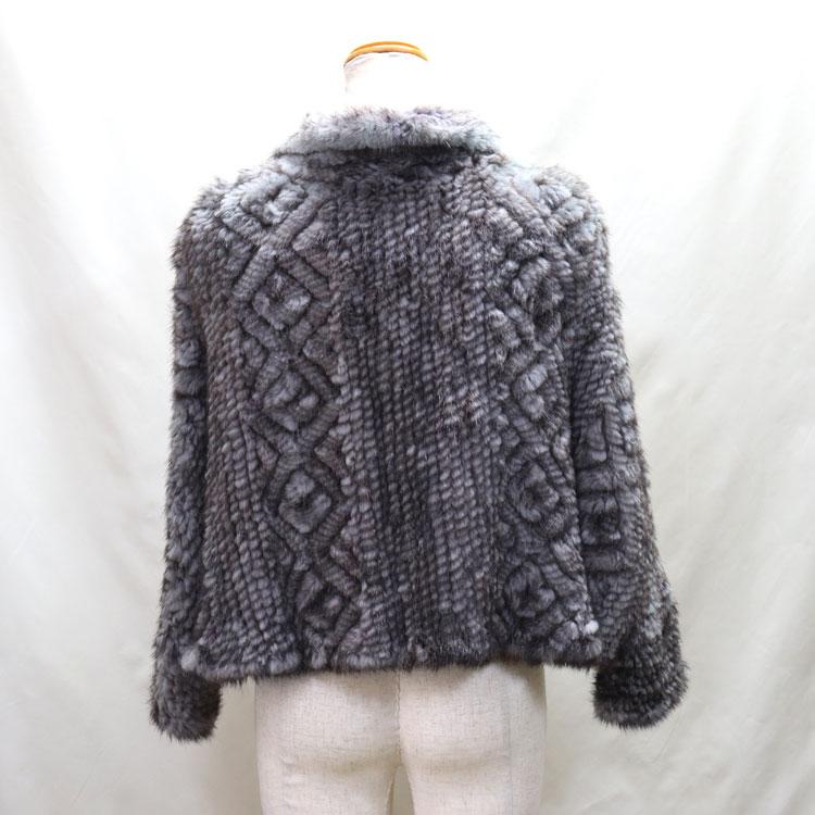 訳あり ミンク 編み込み ファー ケープ グレー レディース ギフト