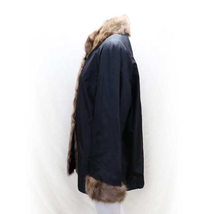 ミンク ファー シルク リバーシブル ジャケット ブラック レディース