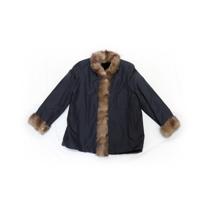 ミンク ファー シルク リバーシブル ジャケット ブラック レディース