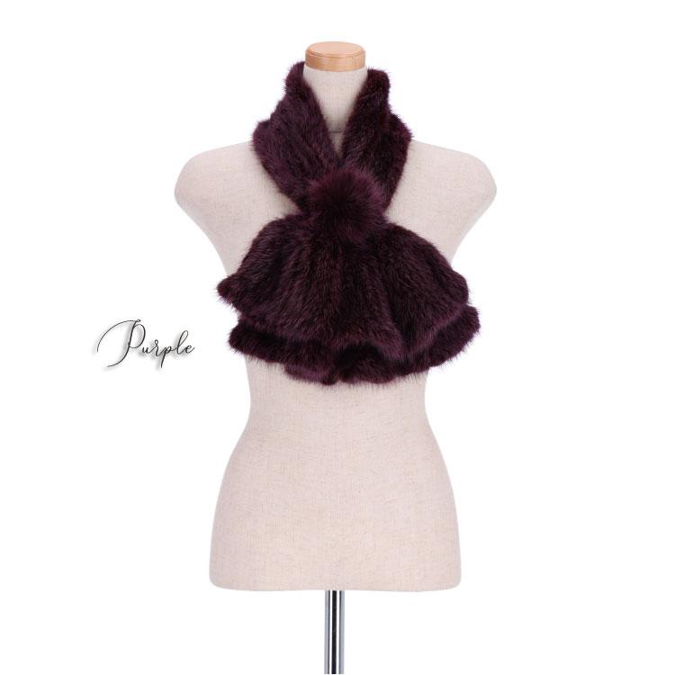 ミンク　マフラー フォックス ・ ミンク ロング ファー マフラー ストール ティ