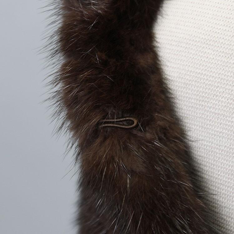 ミンク 編み込み 大判 ファー ストール ダークマホガニー 爆買 : エル