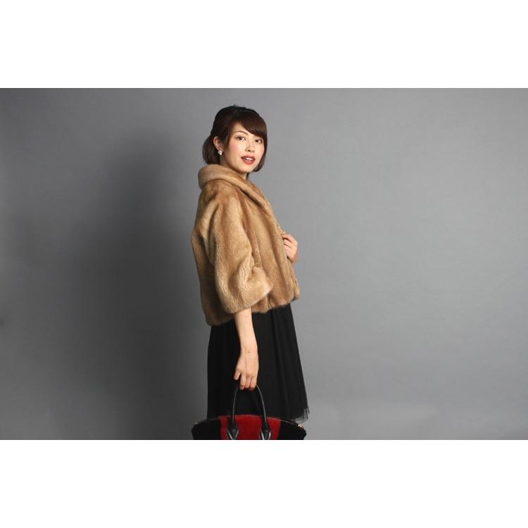 ミンクのフルスキン ショールカラー ファー ジャケット グレー ブルー