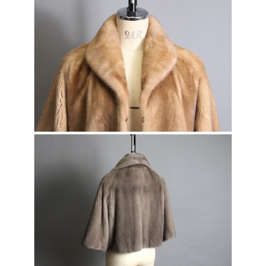 ブラウンショールカラー毛皮コート ミンクのフルスキン ショールカラー ファー ジャケット グレー ブルー