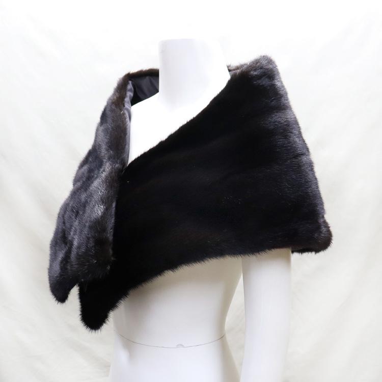 ミンクファー　リアルファー　ストール　ブラック　ショール　毛皮　マフラー ミンク毛皮 ストール マフラー ブラック ミンクファー ストール