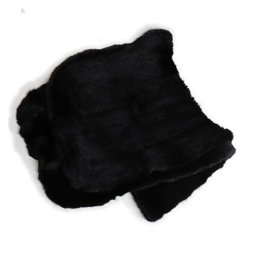 高級 ミンク 編み込み ファー ストール ブラック : エルベートブルー