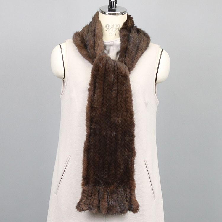 新品同様 ミンク ファー ロングマフラー ダミエ調 市松模様 毛皮