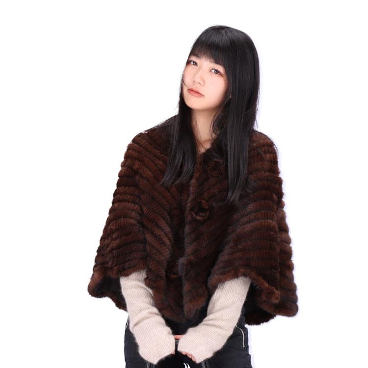 ミンク 編み込み ファー ケープ コサージュ付 : エルベートブルー