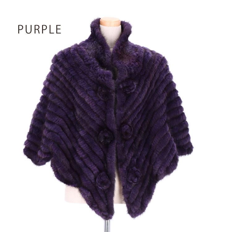 ミンク 編み込み ファー ケープ コサージュ付 爆買 : エルベートブルー