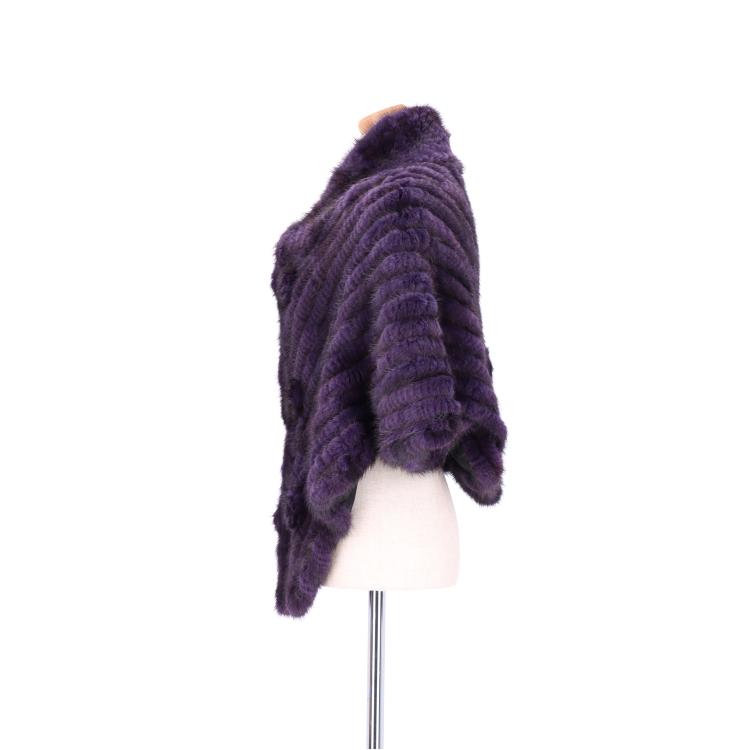 ミンク 編み込み ファー ケープ コサージュ付 爆買 : エルベートブルー