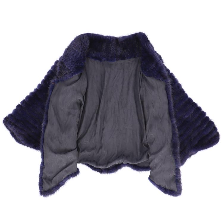 ミンク 編み込み ファー ケープ コサージュ付 爆買 : エルベートブルー