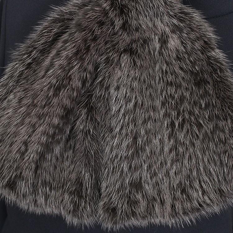 ミンク 編み込み ファー マフラー リボンデザイン : エルベートブルー