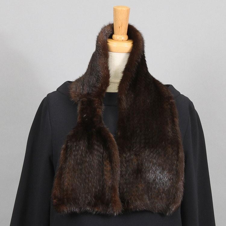 ミンク 編み込み ファー マフラー リボンデザイン : エルベートブルー