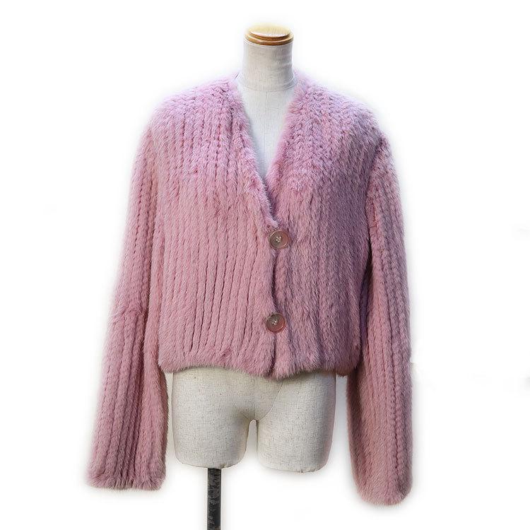 ミンク 編み込み ファー ジャケット ピンク : エルベートブルー