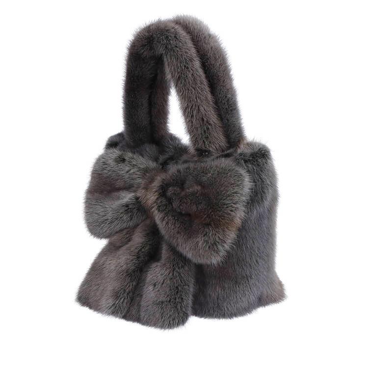 バッグ ファー リアルファー 日本製 ミンク ハンドバッグ リボン