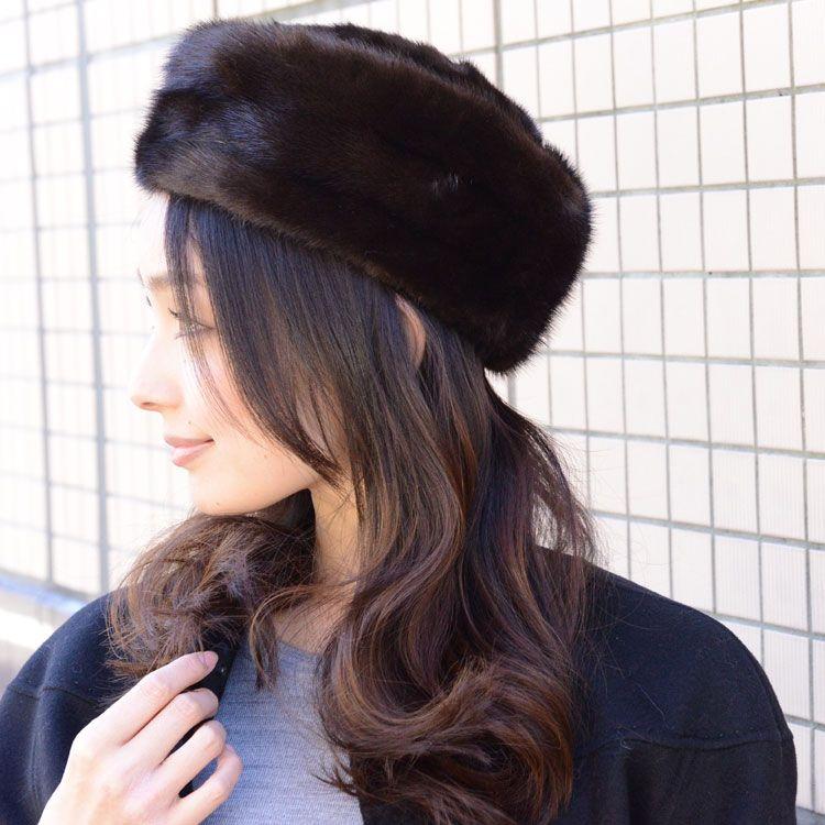 ミンク ファー コサック 帽子 ハット ロシアン帽 : エルベートブルー