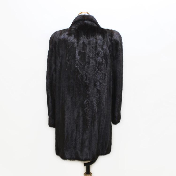 アメリカン ミンク ファー ハーフ コート スカンブラック 爆買 : エル