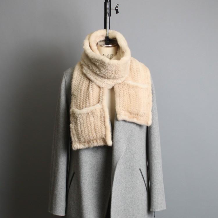 ミンク 編み込み ファー マフラー パール : エルベートブルーレーベル