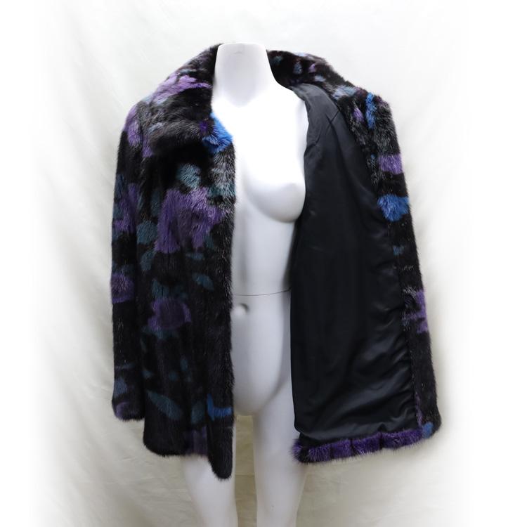 ミンク ノーカラー ファージャケット エンブレムボタン パープル系 毛皮 h1e19_10.jpg