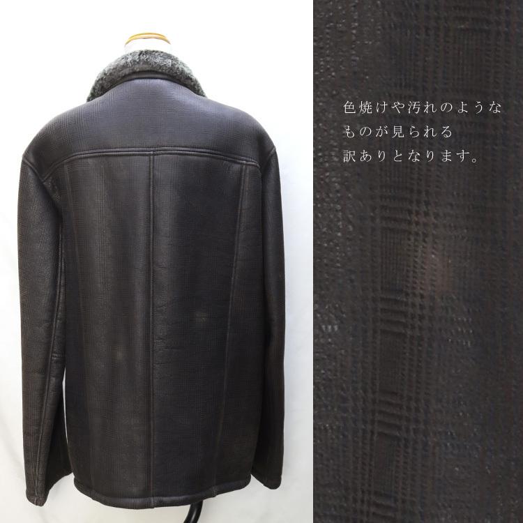 訳あり ムートン ファー ジャケット メンズ ブラウン メンズの画像