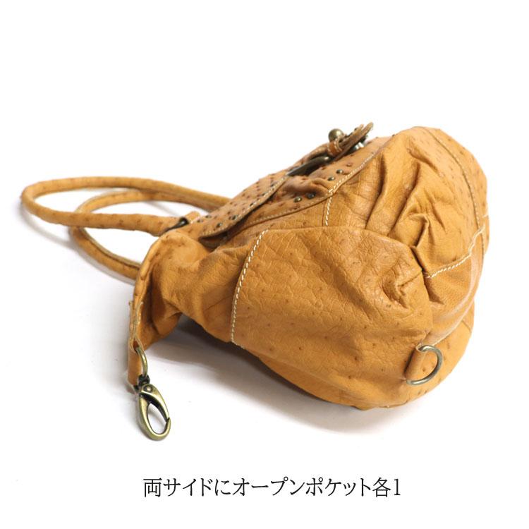 訳あり オーストリッチ 2WAY ショルダー バッグ ライトブラウン 