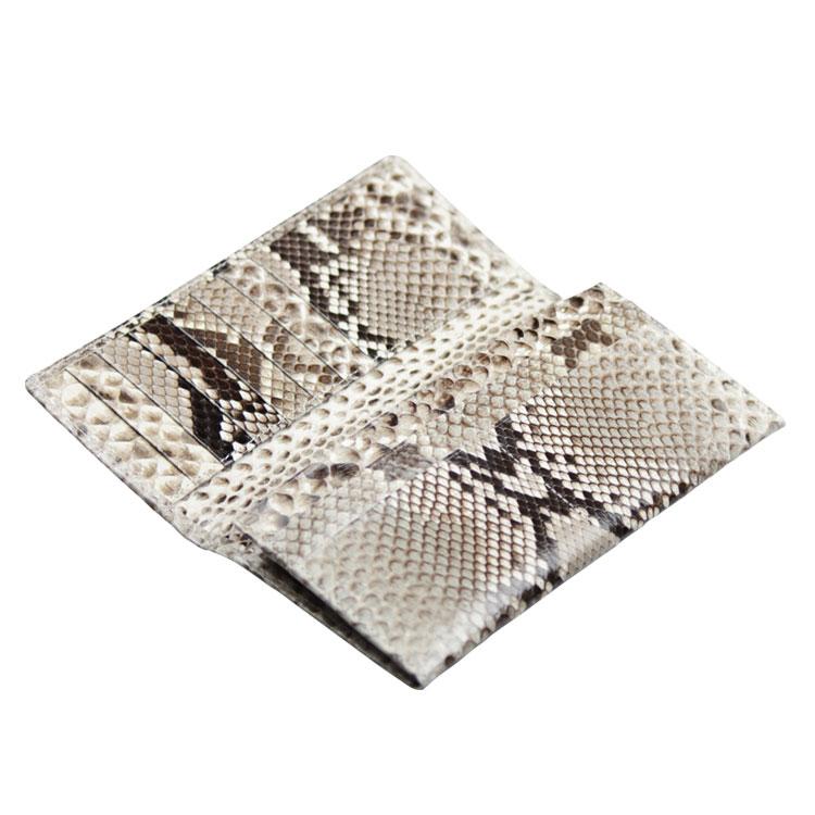 日本製 かぶせ 長財布 蛇革 パイソン レザー ニシキヘビ 無双 財布