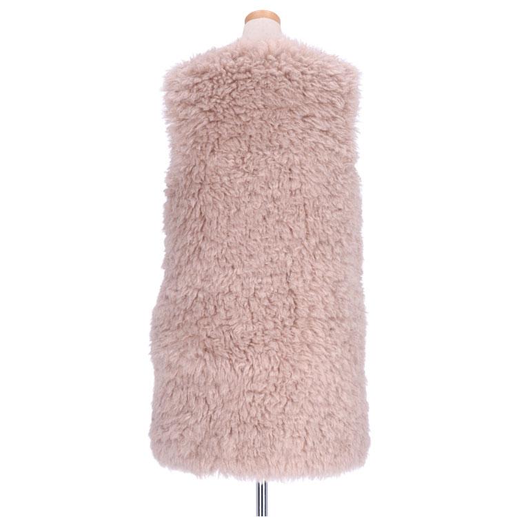 ラム風 エコ ファー ベスト フェイクファー ふわふわ ボリューミー