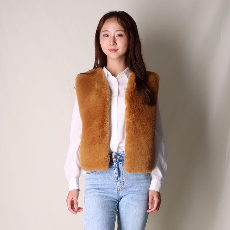 レッキスラビット風 エコ ファー ベスト フェイクファー ジレ ノー 