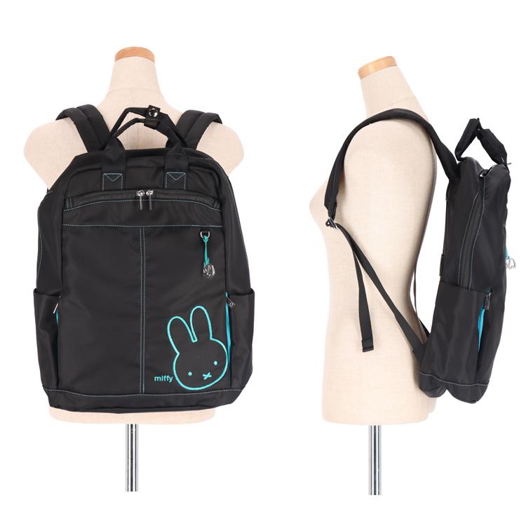 リュックサック バックパック mywalit miffy ナイロン リュック ブラック バッグ ビジネス 通勤 通学 旅行 軽量 A4 B4 PC収納 キャリーオン トラベル MY231004MFの画像
