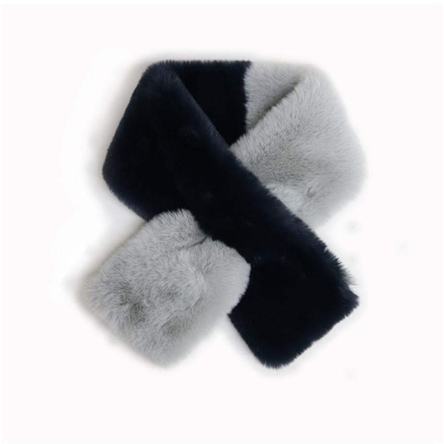 エコファー、ティペット、ハンドメイド エコファー フェイクファー マフラー ティペットツートンカラー