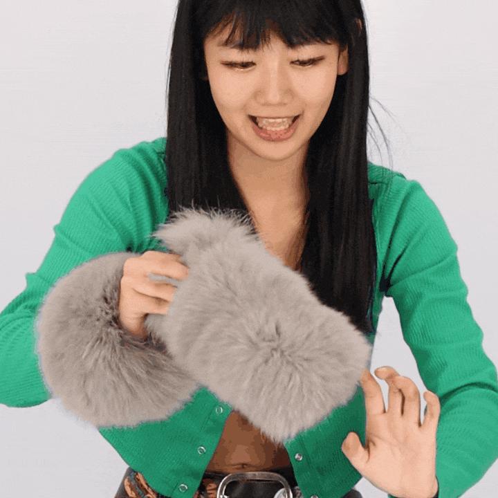 エコファー カフス バングル 手袋 ラム風 リストウォーマー アーム