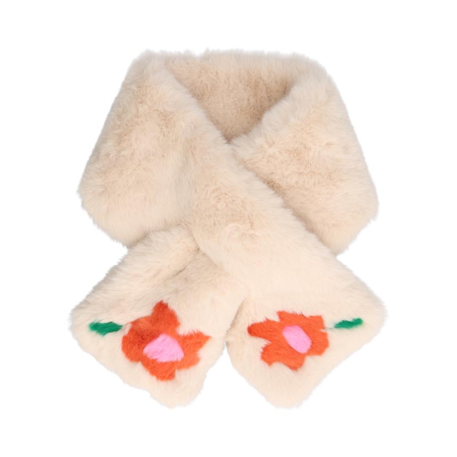 未使用タグ付き フォックスファー フラワーモチーフ シルク カシミヤ