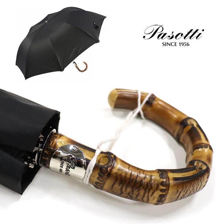 Pasotti（パソッティ） 雨傘 折りたたみ傘 ブラック バンブー ハンドル