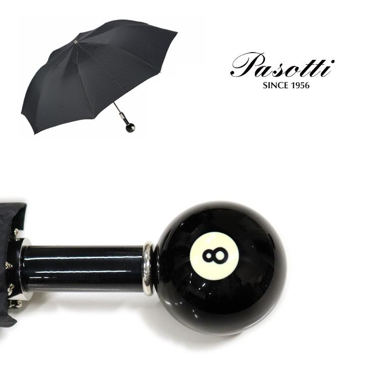 Pasotti カエルハンドル 折りたたみ傘 ブラック Pasotti 雨傘 折りたたみ傘 ブラック 8ボール ハンドル ビリヤード