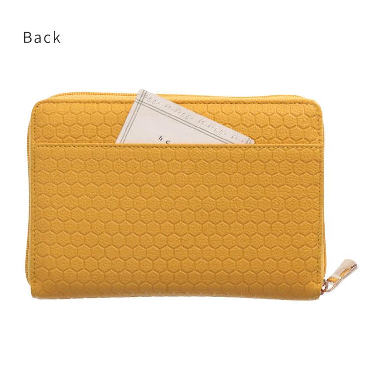 お薬手帳ケース カード21枚収納 亀甲型押し 診察券 4201 通院ケース 母子手帳 通帳 A6 財布 ラウンドファスナー お種銭付