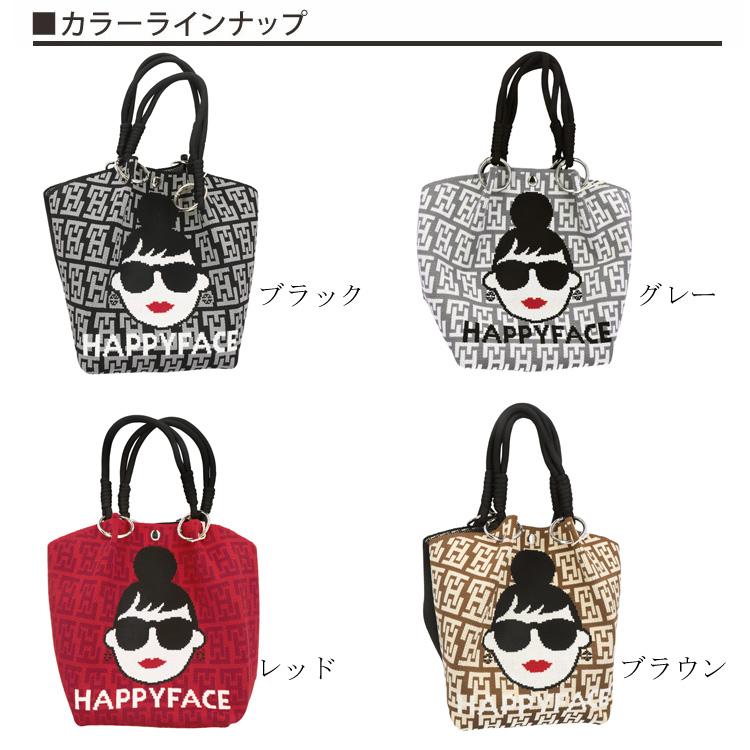 トートバッグ HAPPY FACE EMMA スクエア モノグラム ピコニット ロゴ