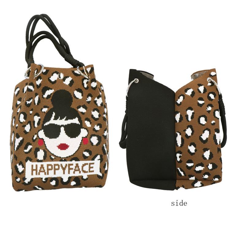トートバッグ HAPPY FACE EMMA スクエア レオパード ピコニット ヒョウ