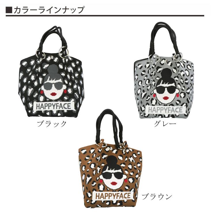 トートバッグ HAPPY FACE EMMA スクエア レオパード ピコニット ヒョウ